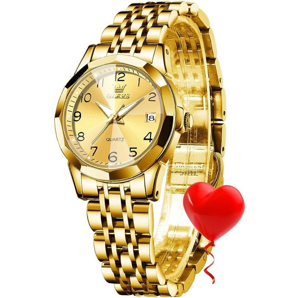 Olevs Women Stainless Steel Ladies Analog Quartz Date Waterproof Wrist Watch